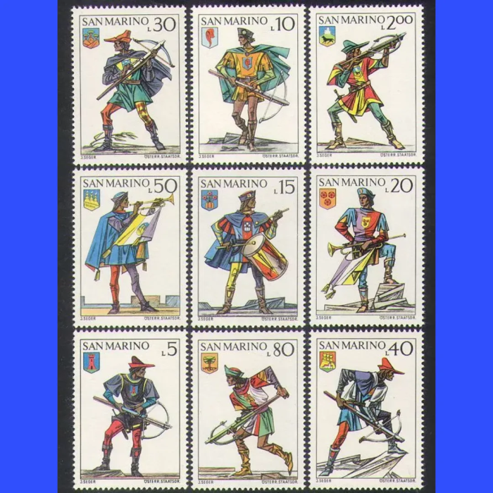 KLASİK ASKERİ ÜNİFORMALAR-1973 SAN MARINO-DAMGASIZ MNH TAM SET