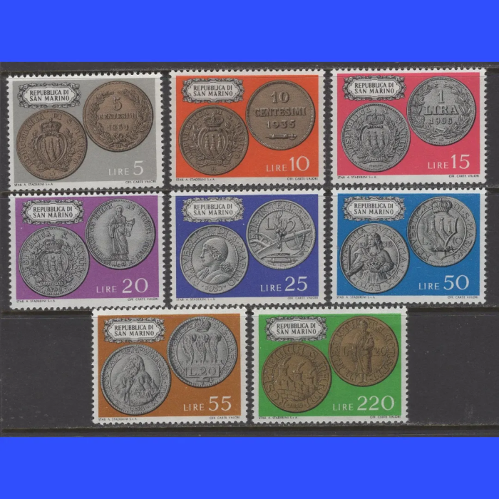 ESKİ MADENİ PARALAR-1972 SAN MARINO-DAMGASIZ MNH TAM SET