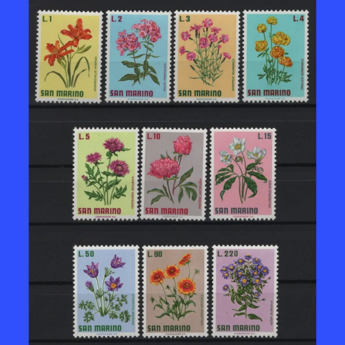 ÇİÇEKLER-1971 SAN MARINO-DAMGASIZ MNH TAM SET