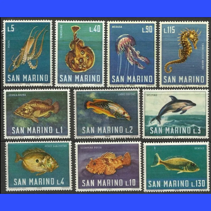 BALIKLAR-1966 SAN MARINO-DAMGASIZ MNH TAM SET