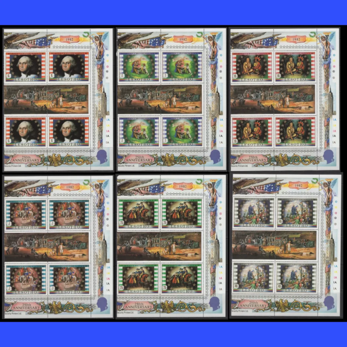 AMERİKAN İÇ SAVAŞ-GEORGE WASHINGTON-1982 LESOTHO-DAMGASIZ MNH 4LÜ BLOK TAM SET