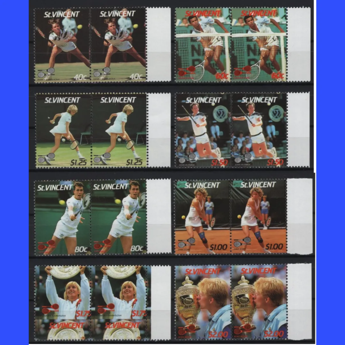 ***ERRÖR-TENİS-1987 ST. VINCENT-DAMGASIZ MNH TAM SET ($1,75 VALÖRLÜK PULDA BÜYÜK BASKI HATASI VAR/ PULUN ALTTAKİ 1/4LÜK BÖLÜMÜ PULUN ÜSTÜNDE OLMASI GEREK)