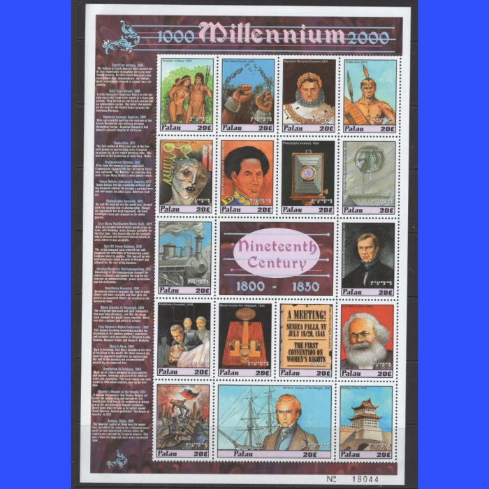MİLENYUM-1800/ 1850 ARASI ÖNEMLİ OLAYLAR-2000 PALAU-1978 KANADA-DAMGASIZ MNH KLEINBOGEN