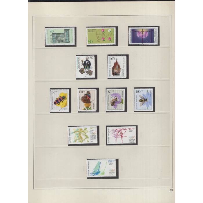 1984/ 1990 ARASI ALMANYA-DAMGASIZ/ MNH KOLEKSİYON-MICHEL KD: 600 EURO-18 TELLİ 35 SAYFALIK SAFE ALBUMDE-KARNE PULLARI/ BLOK İÇİ PULLARI DAHİL EKSİKSİZ KOLEKSİYON + POSTA KARTI VE FDC VB EKSTRA