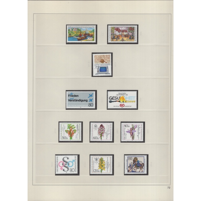 1984/ 1990 ARASI ALMANYA-DAMGASIZ/ MNH KOLEKSİYON-MICHEL KD: 600 EURO-18 TELLİ 35 SAYFALIK SAFE ALBUMDE-KARNE PULLARI/ BLOK İÇİ PULLARI DAHİL EKSİKSİZ KOLEKSİYON + POSTA KARTI VE FDC VB EKSTRA