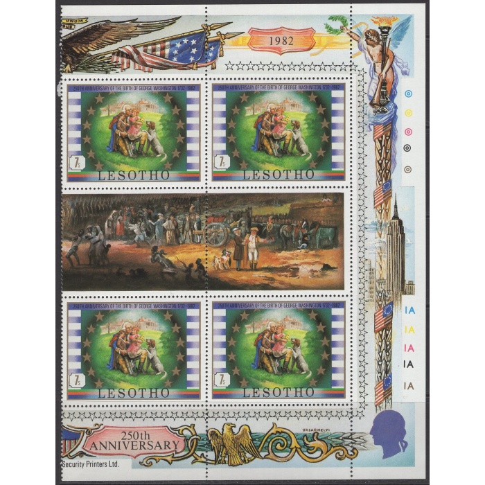 AMERİKAN İÇ SAVAŞ-GEORGE WASHINGTON-1982 LESOTHO-DAMGASIZ MNH 4LÜ BLOK TAM SET