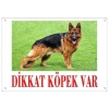 Dikkat Köpek Var Uyarı Levhası (Renkli Alman Kurdu)