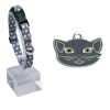 Desenli Zilli Ayarlanabilir Kedi Boyun Tasması 22-30 cm Gri+British Shorthair Kedi Künyesi Kombin 4