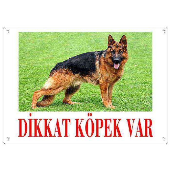 Dikkat Köpek Var Uyarı Levhası (Renkli Alman Kurdu)