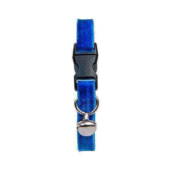 Kadife Zilli Ayarlanabilir Kedi Boyun Tasması 22-30 cm Lacivert