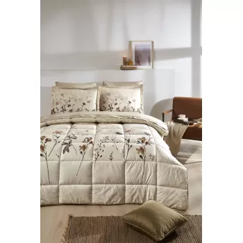 ÖZDİLEK UYKU SETİ RANFORCE ÇİFT KİŞİLİK KREM RAMAS SECAS