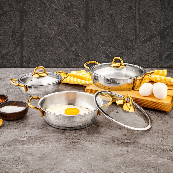 ÖZLİFE GU-521 ADA 3 LÜ SAHAN SET SADE GOLD