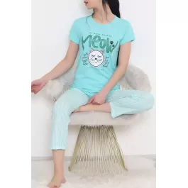 Desenli Pijama Takımı Mint