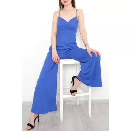 Bol Paça Askılı Tulum Saks