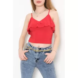 Yaka Fırfırlı Bluz Kırmızı