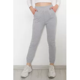 Paça Lastikli Eşofman Altı Gri