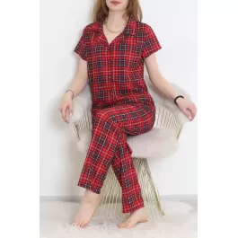 Desenli Pijama Takımı Kırmızılaci