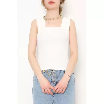 Askılı Kaşkorse Bluz Ekru