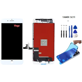 iPhone 8 PLUS Uyumlu Lcd Ekran Dokunmatik A+A KALİTE + TAMİR SETİ + TOZ BANTI BEYAZ