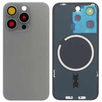 İphone 15 PRO Full Arka Kapak Orijinal Arka Kemere Lensli (CAM) GRİ