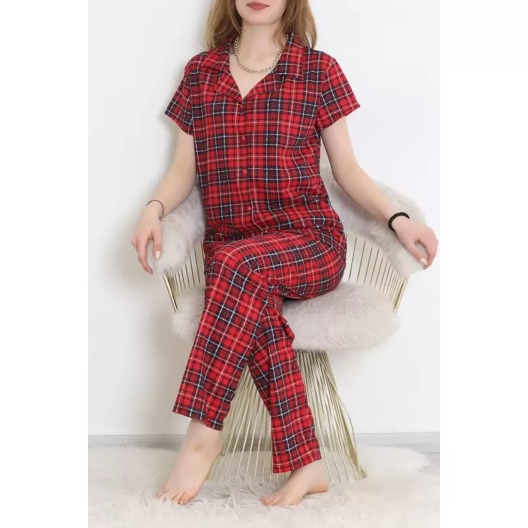 Desenli Pijama Takımı Kırmızılaci