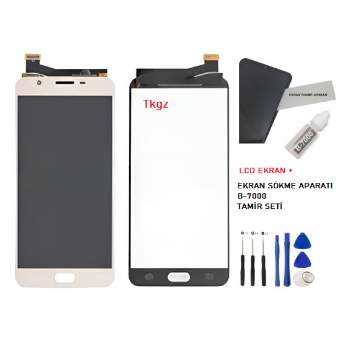 Samsung Galaxy J7 PRİME - SM-G610F Lcd Ekran Dokunmatik Orijinal Kalite GOLD + B-7000 + TAMİR SETİ