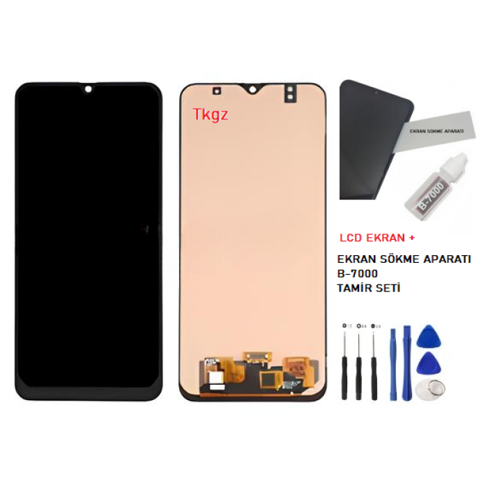 Tkgz Samsung Galaxy M30 - SM-M305 Lcd Ekran Dokunmatik SERVİCE PACK + B-7000 + TAMİR SETİ