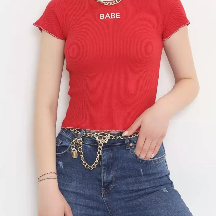 Bebe Nakışlı Bluz Kırmızı