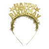 Altın Renk Happy Birthday Yazılı Eva Doğum Günü Parti Tacı