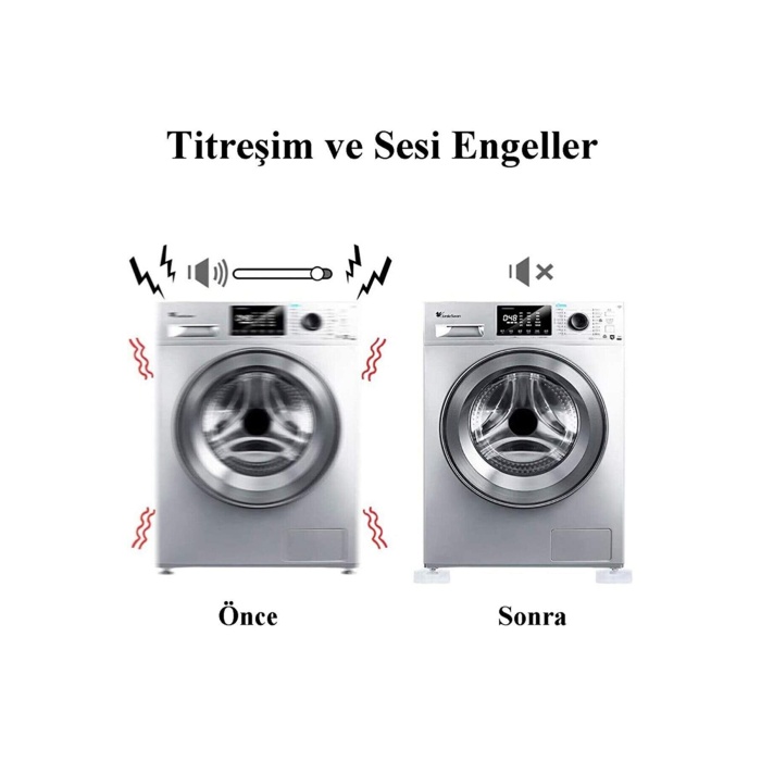 TOPTANBULURUM Çamaşır Makinesi Titreşim Önleyici Mobilya Yükseltici Kaydırmaz Vantuzlu Stoper Set 4 Adet