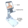 Pembe  Aynalı Cep Telefonu Sabitleyici Stand Katlanabilir Ayarlanabilir Telefon Standı