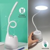 BUFFER®Kalemlikli Telefon Tutacaklı Şarjlı Dokunmatik 3 Mod Esnek Başlıklı Dimmerli LED Masa Lambası