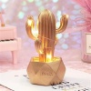 Led Işıklı Sevimli Kaktüs Dekoratif Masa Lambası Mini Biblo Gece Lambası-GOLD