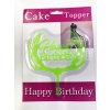 Happy Birthday Yazılı Yeşil Dallı Pasta Kek Çubuğu