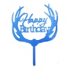 Happy Birthday Yazılı Pasta Süslemesi Kek Çubuğu Mavi Renk 13 cm