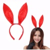 Kırmızı Renk Saten Kaplama Şekil Verilebilir Tavşan Kulak Taç 35x11 cm