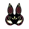 Siyah Renk Kırmızı Gold Simli Siyah Süet Kaplama Tavşan Maskesi 18x16 cm