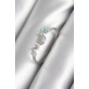 Pirinç Gümüş Renk Zirkon Taş Detaylı Beyaz Sedefli Çiçek Model Kadın Yüzük - TJ-BYK3044