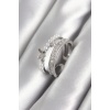 Pirinç Gümüş Renk Zirkon Taşlı Kelebek Model İnci Detay Kadın Yüzük - TJ-BYK3056