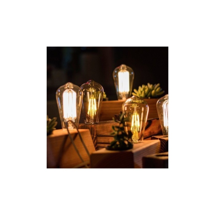 ST-64 4 watt sarı (Amber) ışık Rustik Dekoratif Led Ampul 5li Paket 340 LM  (Armut Tip) 1 Yıl Garantili RF-4W