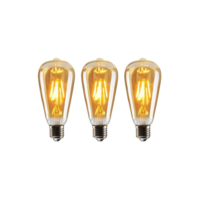 Rustik Led Ampul 3lü Eko Paket Amber St-64 Dekoratif (Armut Tip) 1 Yıl Garantili RF-4W
