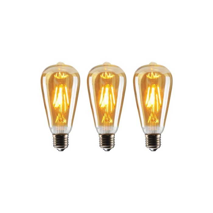 Rustik Led Ampul 3lü Eko Paket Amber St-64 Dekoratif (Armut Tip) 1 Yıl Garantili RF-4W