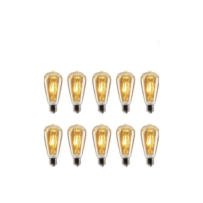 St64 Led 4 watt sarı (Amber) ışık Rustik Ampul Dekoratif 10lu Paket  (Armut Tip) 1 Yıl Garantili RF-4W
