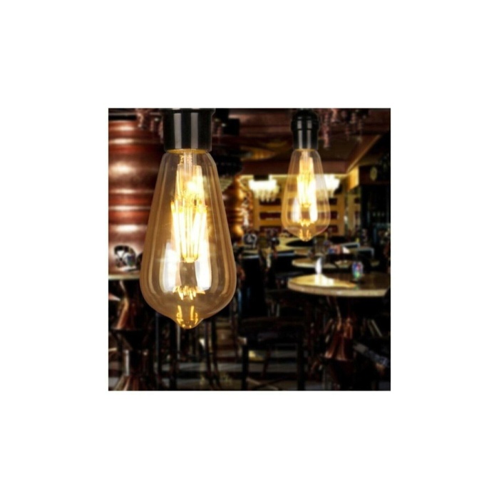 Edison Lambam St64 4 watt Sarı Işık Amber Dekoratif Rustik Led Ampul  1 Yıl Garantili RF-4W (Armut Tip)