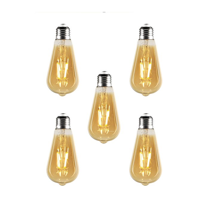 Rustik Led 5 Adet Ampul sarı (Amber) ışık Armut 4 Watt  (Armut Tip) 1 Yıl Garantili RF-4W