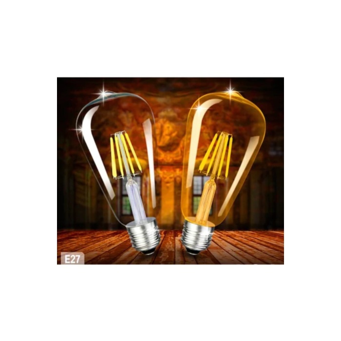 St64 Rustik Led Ampul 4 Watt sarı (Amber) ışık (Armut Tip) 1 Yıl Garantili RF-4W