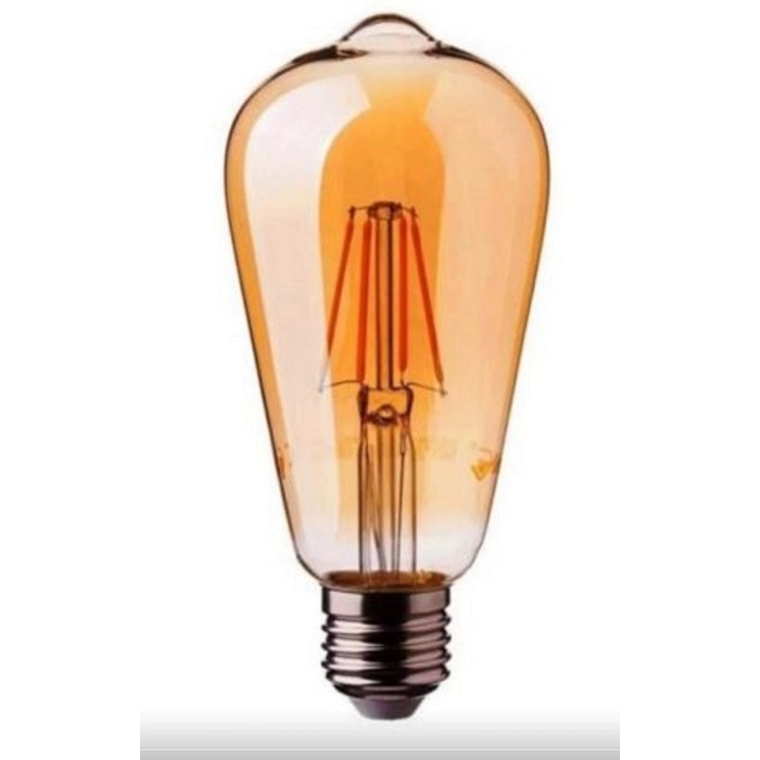 St64 Armut 4 Watt Rustik Led Ampul sarı (Amber) ışık Bal Camlı  (Armut Tip) 1 Yıl Garantili RF-4W