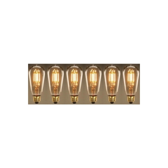 Rustik Led Ampul 6 Lı Eko Paket sarı (Amber) ışık E27 Duy Armut Tipi 4 W Dekoratif