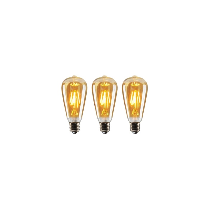 Rustik Led Ampul 3lü Eko Paket Amber E27 Duy Armut Tipi St64 Dekoratif