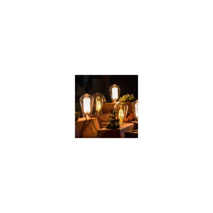 Rustik Led Ampul 3lü 4 watt sarı (Amber) ışık E27 Duy Armut Tipi St64 Dekoratif